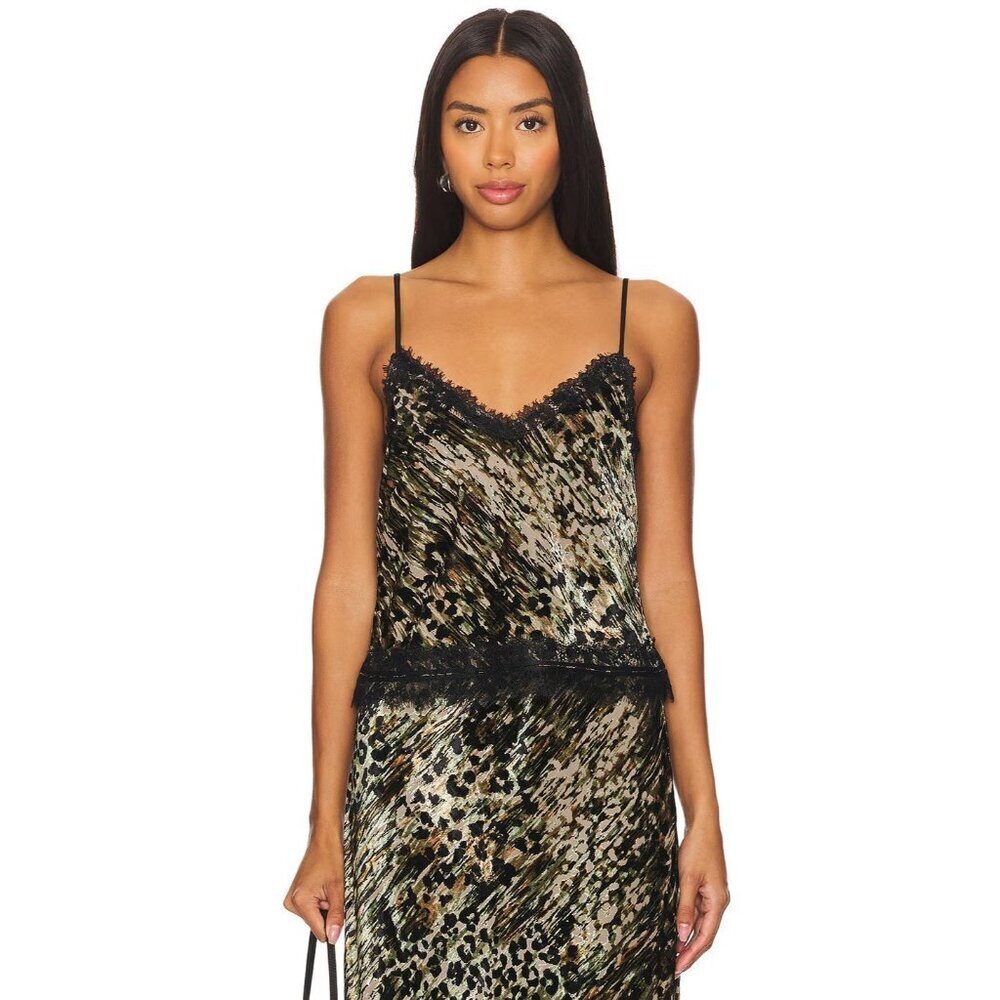 Le Superbe Velvet Underground Cami Velvet Leopard Womens Size 12
